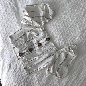 River island striped crop top with puffy sleeves